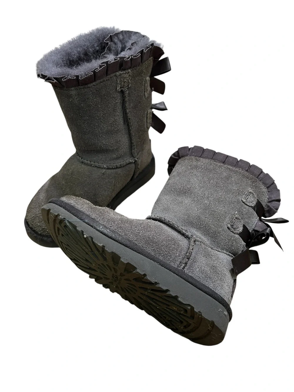 UGG Girls Bow Accent Pewter RARE